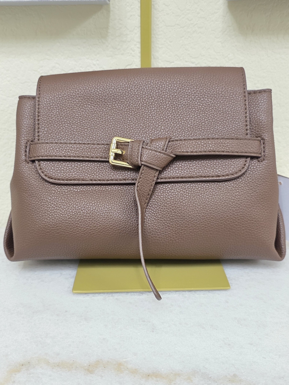 NWT JustFab Oak Faux Leather Belted Crossbody Bag with Dust Bag